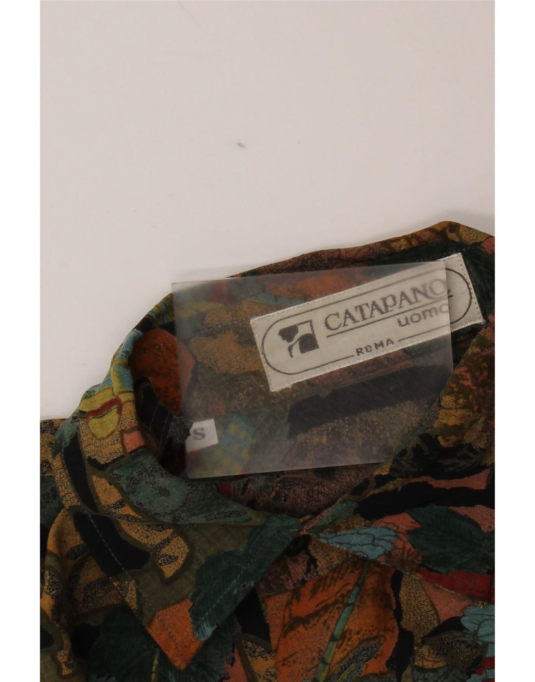 Vintage hombres patrón abstracto camisa de manga corta pequeña multicolor