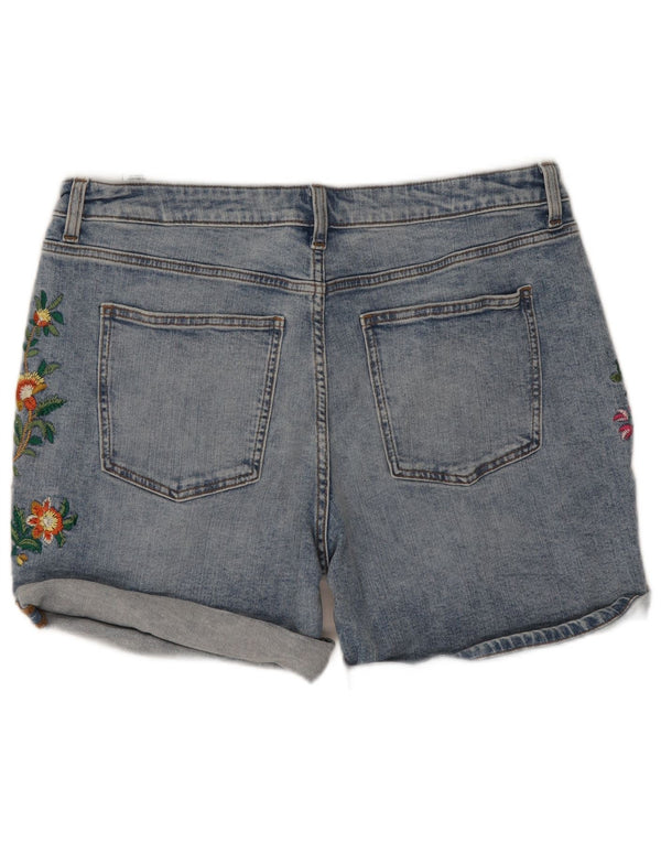 Marks & Spencer Pantalones cortos vaqueros estilo novio para mujer UK 46 Large W35 Blue Floral