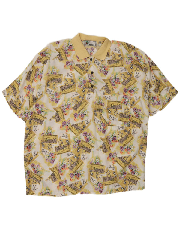 gio ferrari Camisa de manga corta para hombre IT 54 XL Viscosa floral amarilla