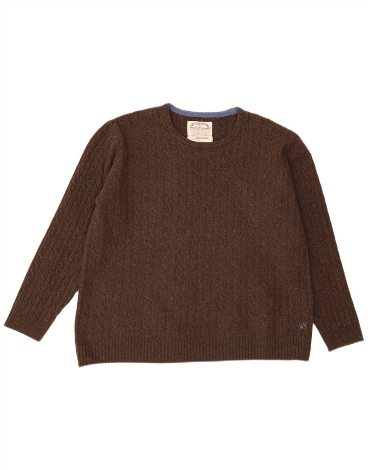 White Stuff - Jersey de cuello redondo para mujer, talla grande, lana de cordero marrón