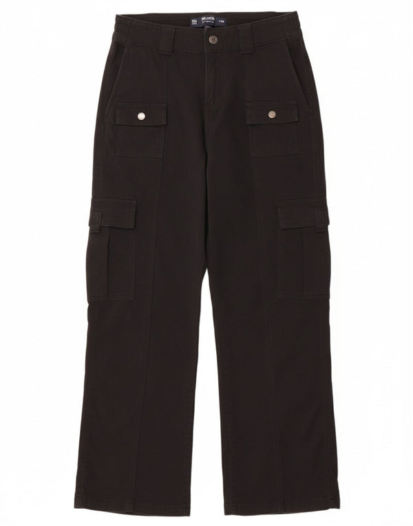 HOLLISTER Womens Baggy Low Waist Cargo Trousers W24 L30 Black Cotton