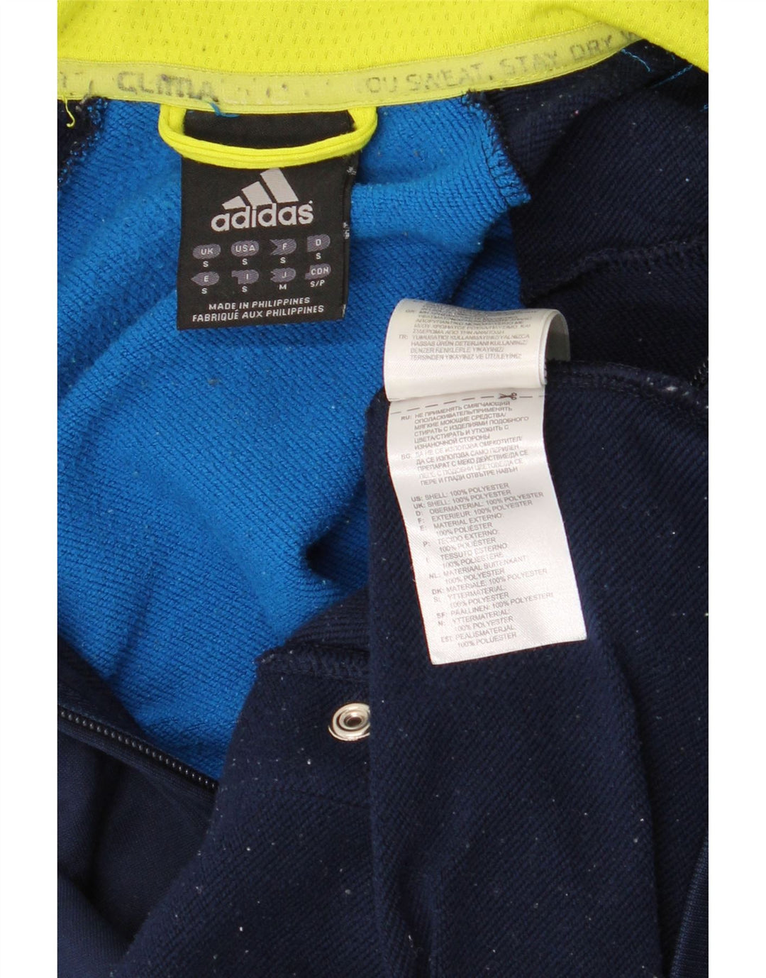 Adidas Mens Climalite Chándal Top Chaqueta Pequeña Azul Marino Poliéster