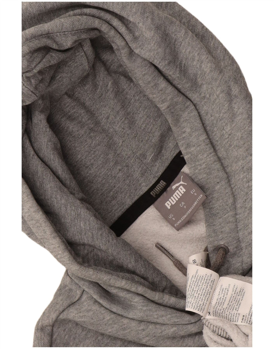 Puma Sudadera con capucha gráfica para hombre Jersey pequeño de algodón gris