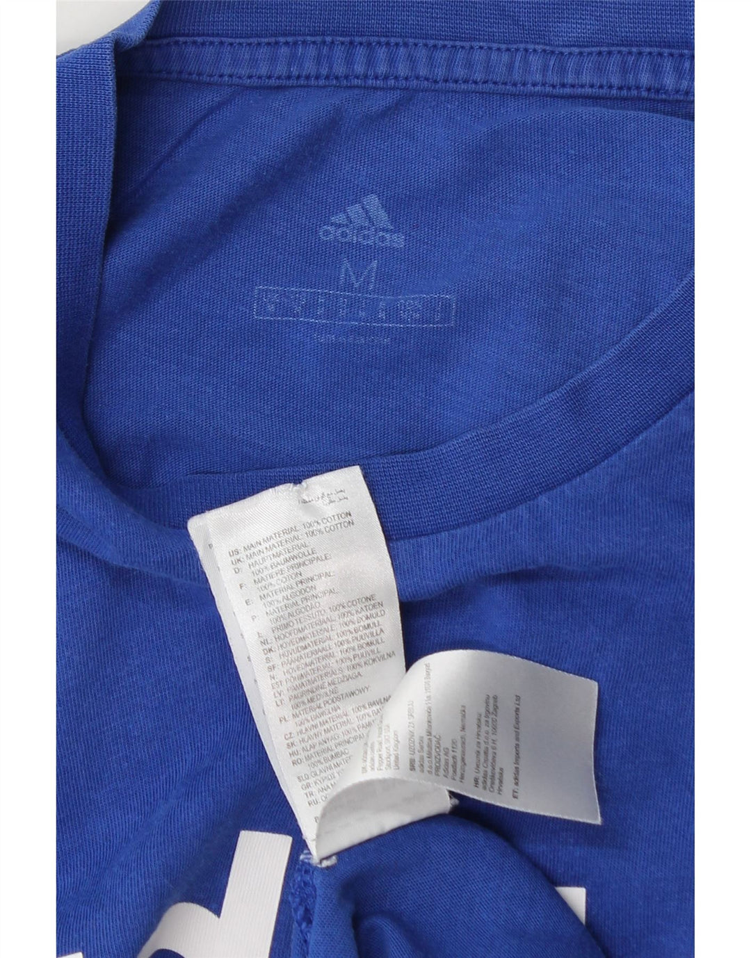 Adidas Hombre Camiseta Gráfica Top Algodón Azul Medio