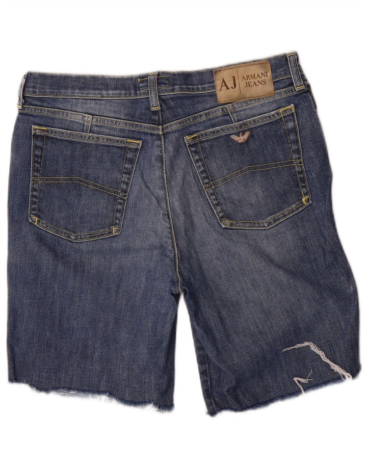 Armani Hombre Shorts Vaqueros W32 Algodón Azul Medio