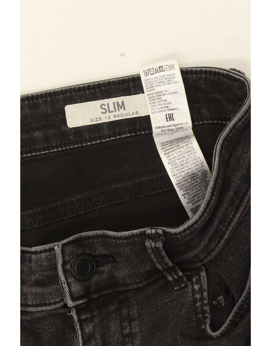 Marks & Spencer Vaqueros ajustados para mujer UK 12 Medium W30 L27 Algodón gris