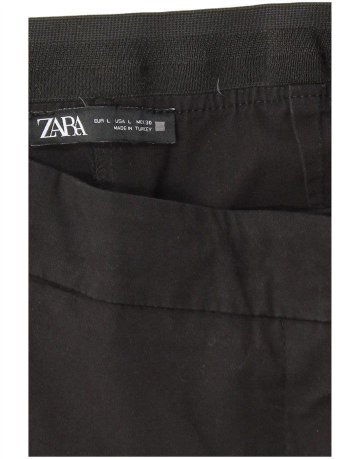 ZARA Mujer Pantalón Casual Slim Large W32 L26 Negro