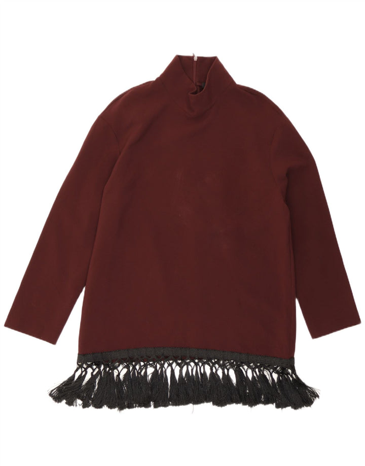 Zara Top tipo túnica de manga larga para mujer UK 44 Medium Borgoña
