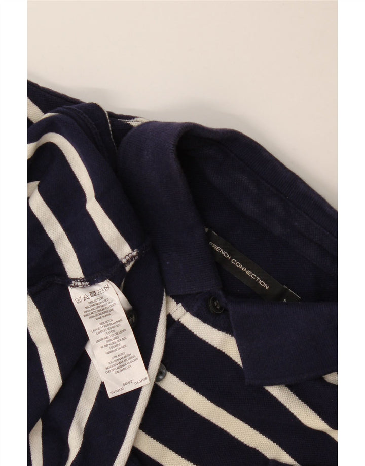French Connection Polo para hombre de algodón a rayas azul marino mediano