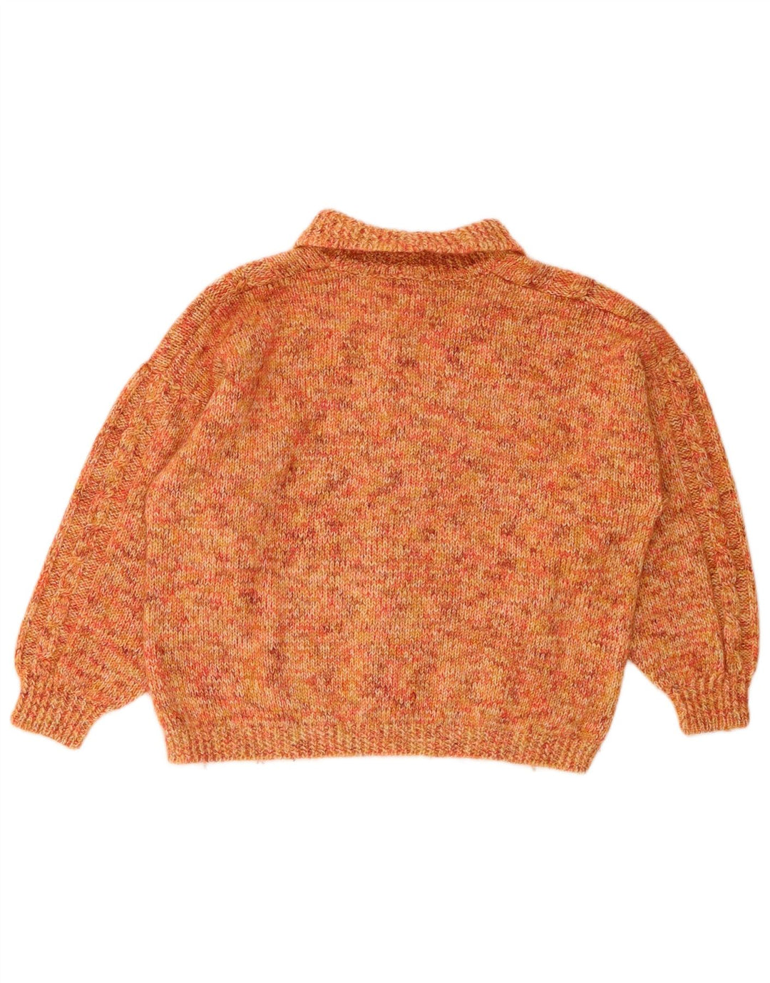 VINTAGE Mujer Crop Roll Neck Jumper Suéter Reino Unido 14 Grande Naranja Flecked