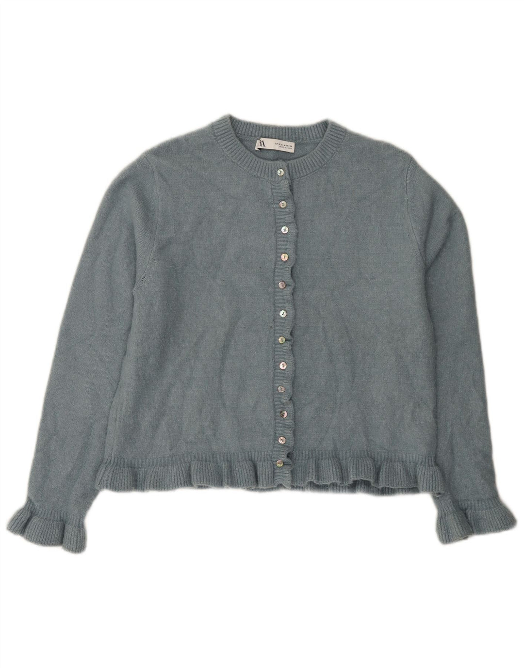 Zara Mujer Cárdigan Suéter UK 44 Poliéster Azul Medio