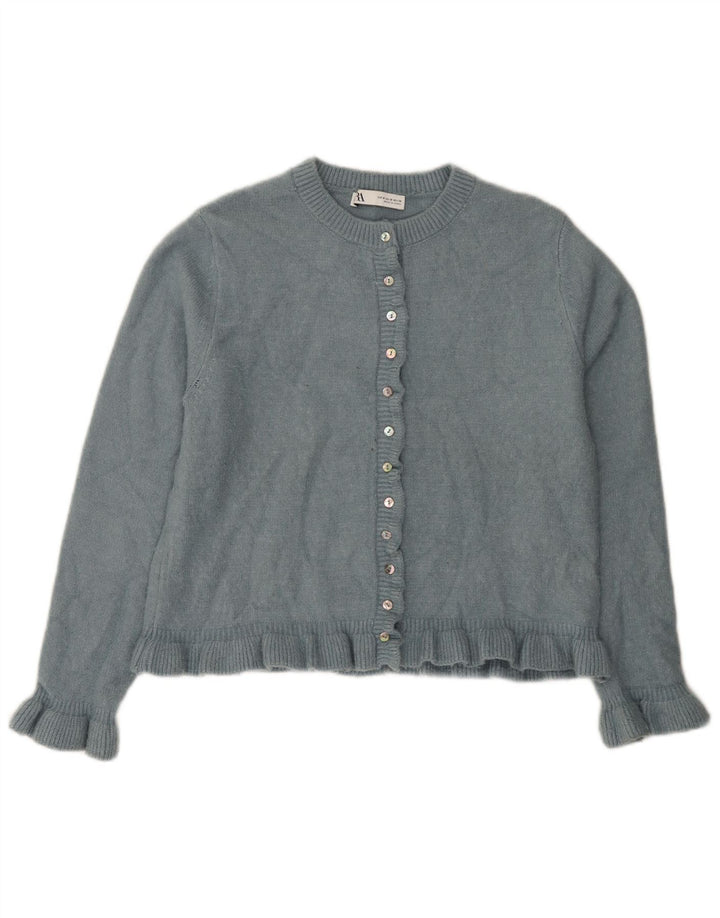 Zara Mujer Cárdigan Suéter UK 44 Poliéster Azul Medio