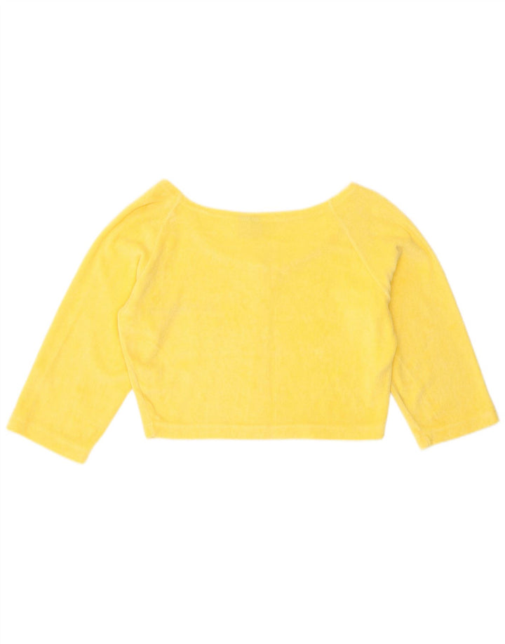 Tío Sam Top corto de manga 3/4 para mujer Reino Unido 12 Algodón amarillo mediano