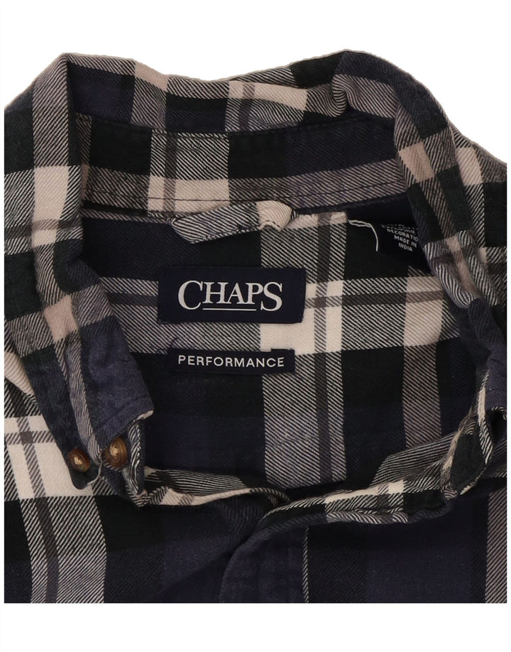 CHAPS Mens Flannel Shirt Large Navy Blue Check Cotton Vintage Chaps and Second-Hand Chaps from Messina Hembry 