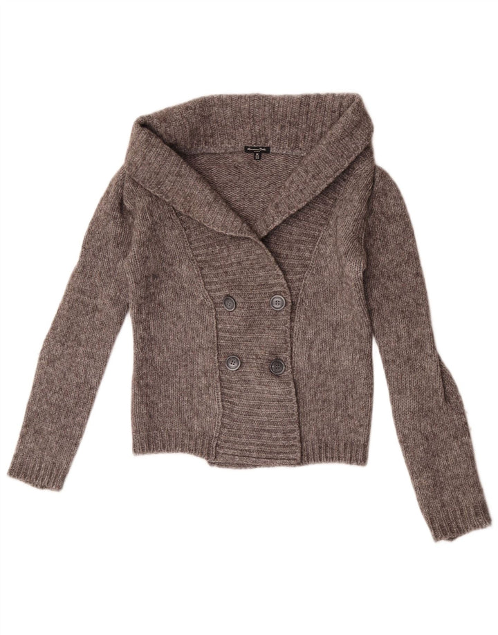Massimo Dutti Suéter Cárdigan Corto para Mujer UK 42 Lana Gris Medio