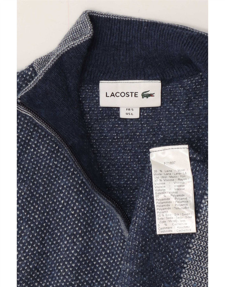 Lacoste - Cárdigan para hombre, talla 5, lana azul grande