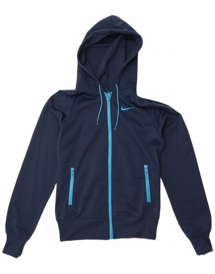 Nike Sudadera con capucha y cremallera para mujer UK 10 Small Azul marino Poliéster