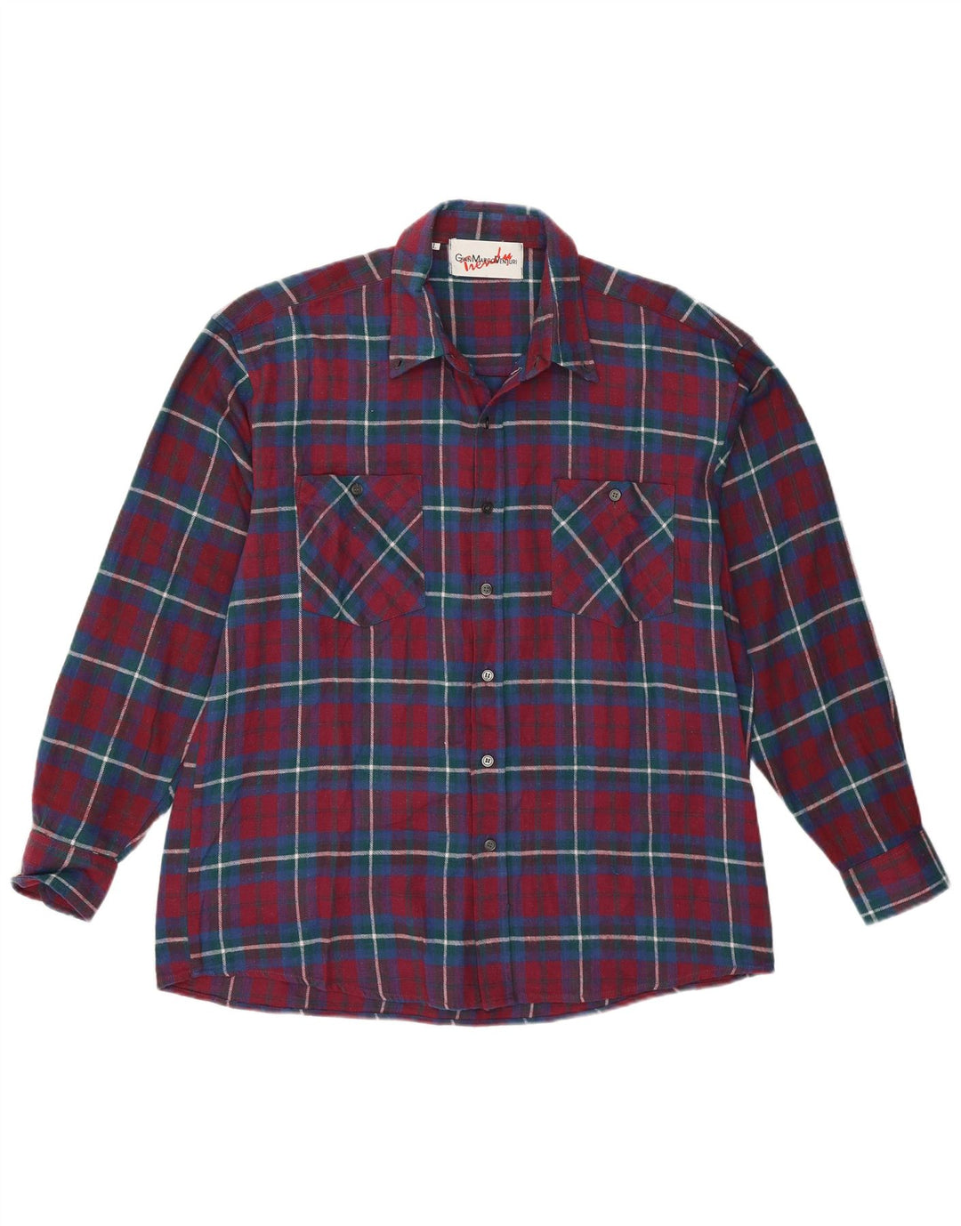 Gian Marco Venturi Camisa de franela para hombre Algodón a cuadros burdeos grande