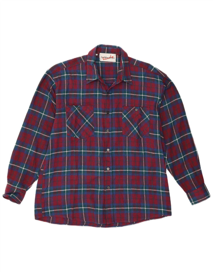 Gian Marco Venturi Camisa de franela para hombre Algodón a cuadros burdeos grande