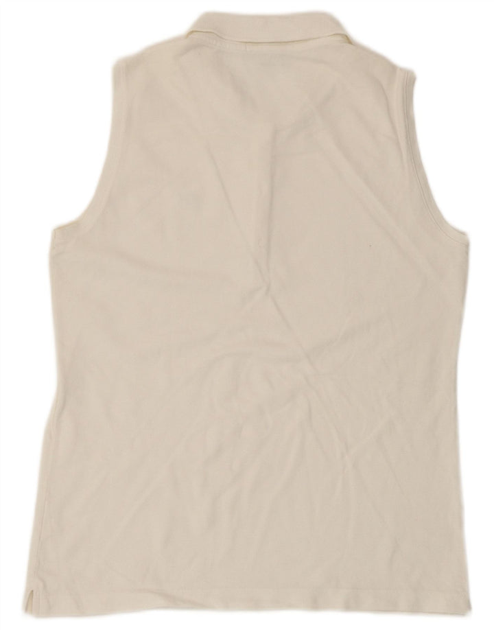 Polo Lacoste Mujer Sin Mangas Talla 42 Grande Blanco