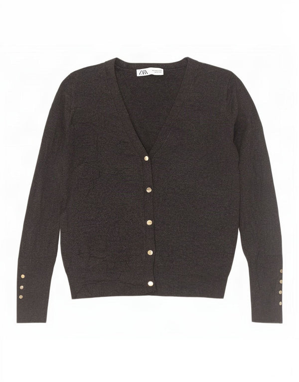 Zara Mujer Cárdigan Suéter UK 42 Viscosa Gris Medio