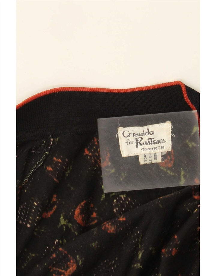 Vintage Mujer 2 Piezas Set Reino Unido 14 Medio Negro Floral