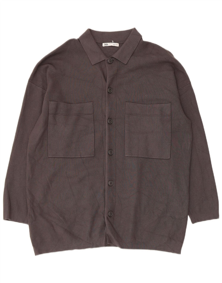 Zara Hombre Cárdigan Suéter Pequeño Gris