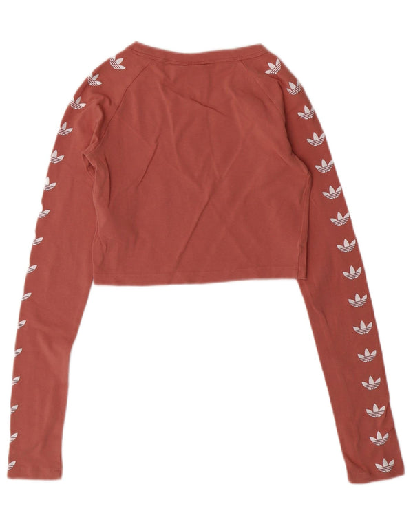 ADIDAS Top corto gráfico para mujer de manga larga UK 6 XS Algodón rosa