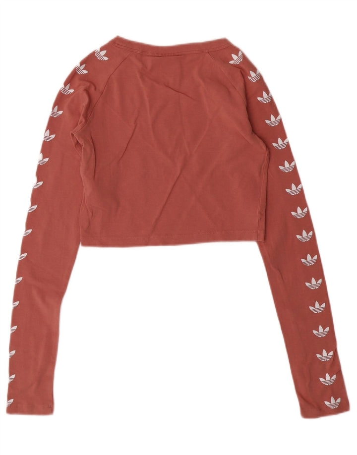 ADIDAS Top corto gráfico para mujer de manga larga UK 6 XS Algodón rosa
