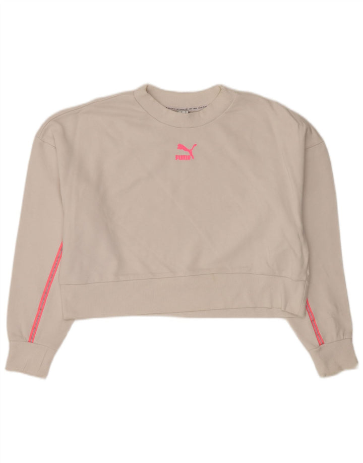 PUMA Sudadera corta extragrande para mujer UK 14 Medium White Cotton