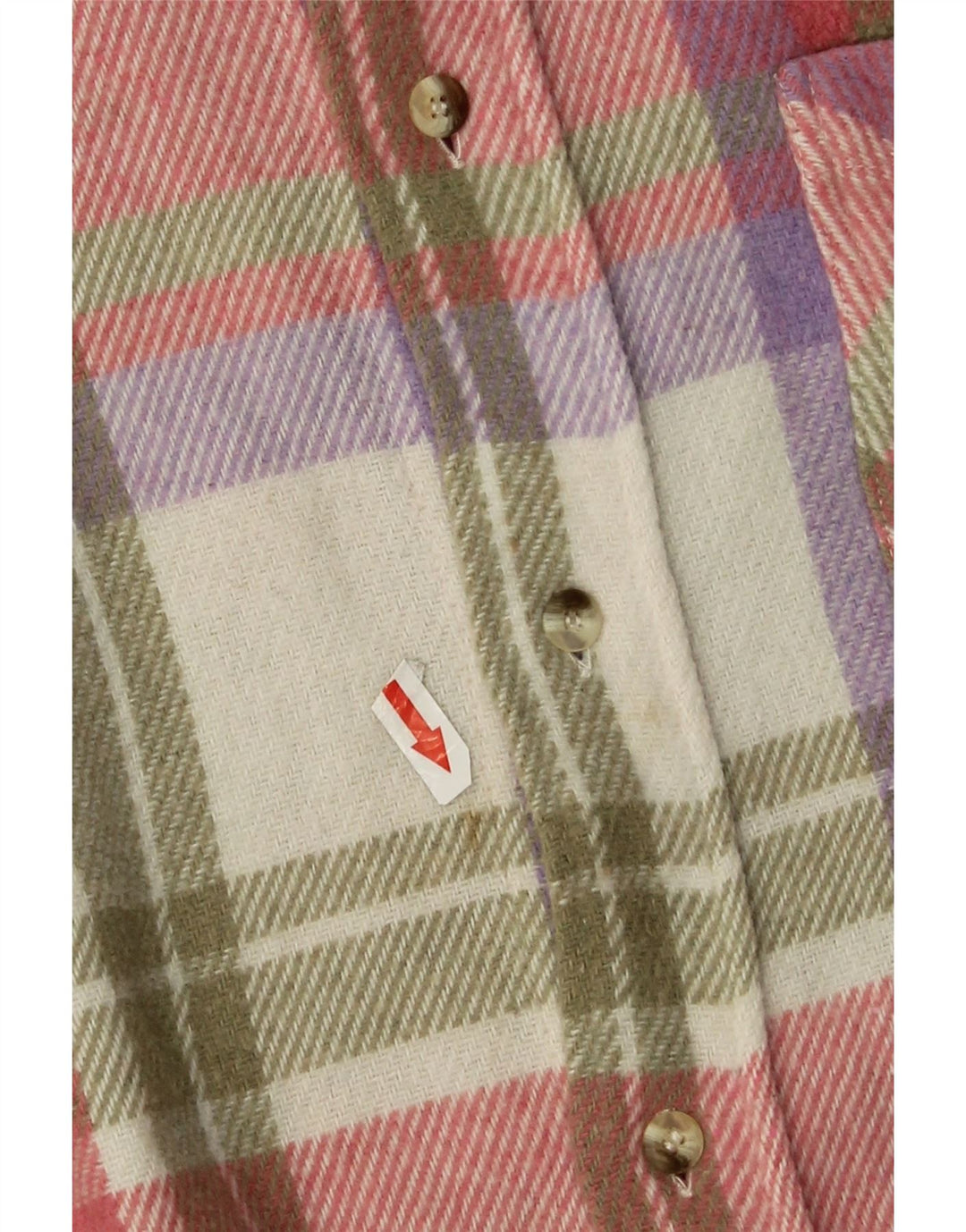 Vintage hombres franela camisa grande rosa cheque acrílico