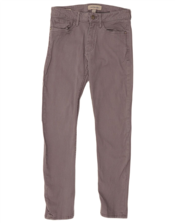 CALVIN KLEIN Pantalones informales ajustados para mujer W26 L27 Gris