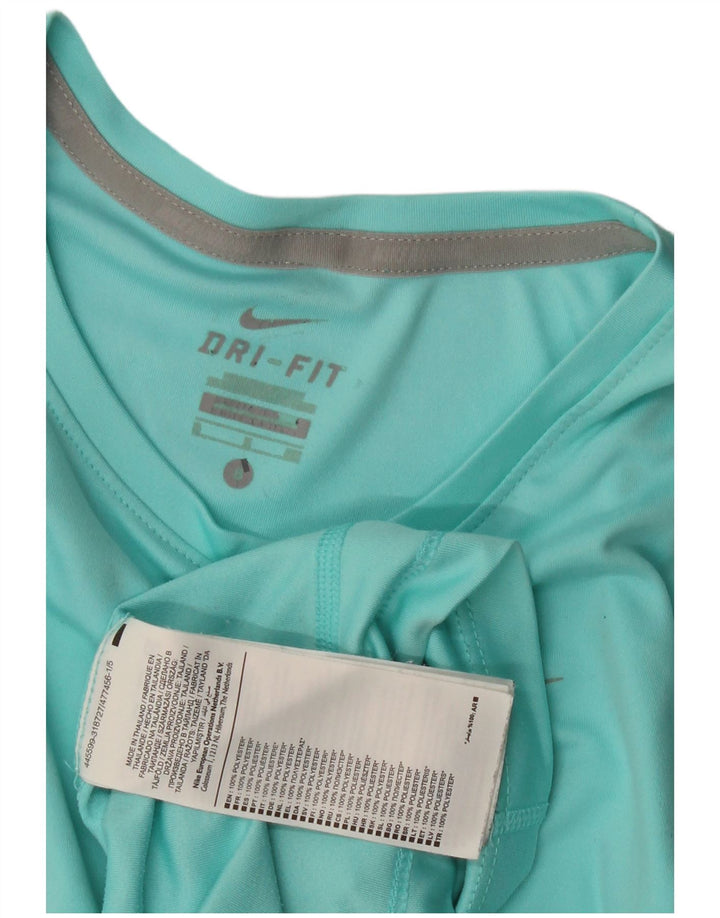 Nike Mujer Dri Fit Camiseta Top UK 10 Small Turquesa Poliéster
