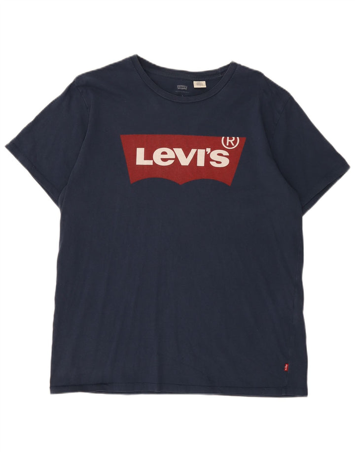 LEVI'S Camiseta gráfica para hombre Top grande de algodón azul marino