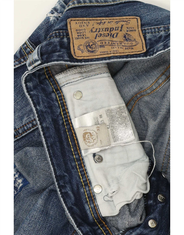 Diesel Vaqueros rectos desgastados para hombre W33 L34 Algodón azul