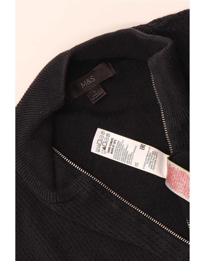 Marks & Spencer - Cárdigan para hombre, talla grande, algodón negro