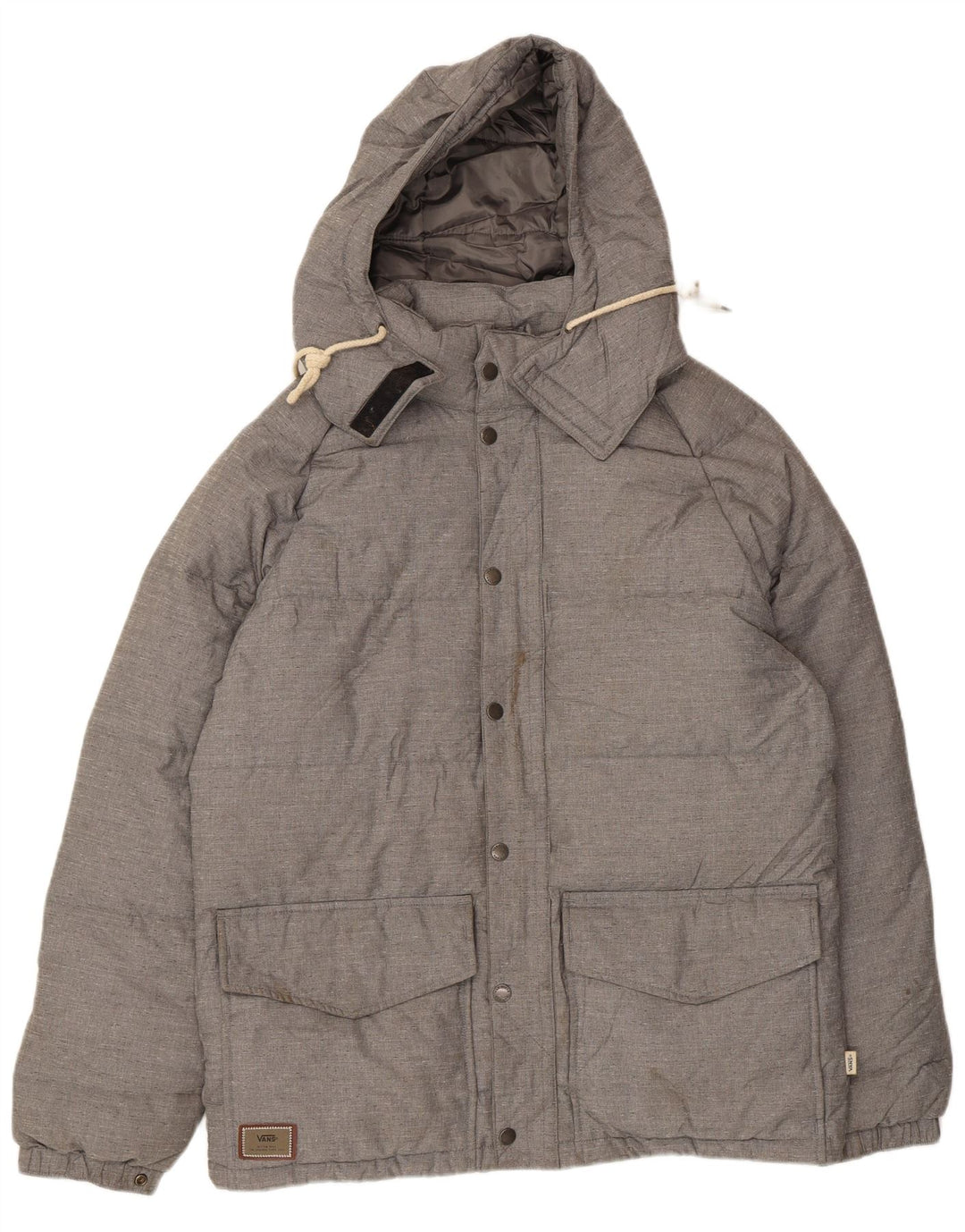 VANS Chaqueta acolchada con capucha para hombre UK 38 Medium Grey Nylon