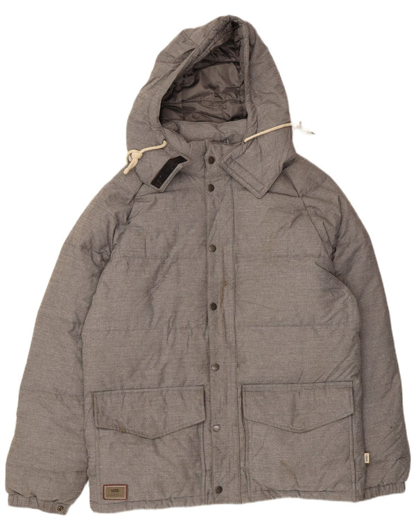 VANS Chaqueta acolchada con capucha para hombre UK 38 Medium Grey Nylon