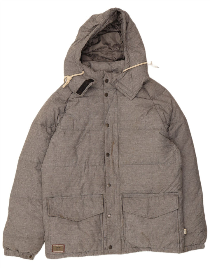 VANS Chaqueta acolchada con capucha para hombre UK 38 Medium Grey Nylon