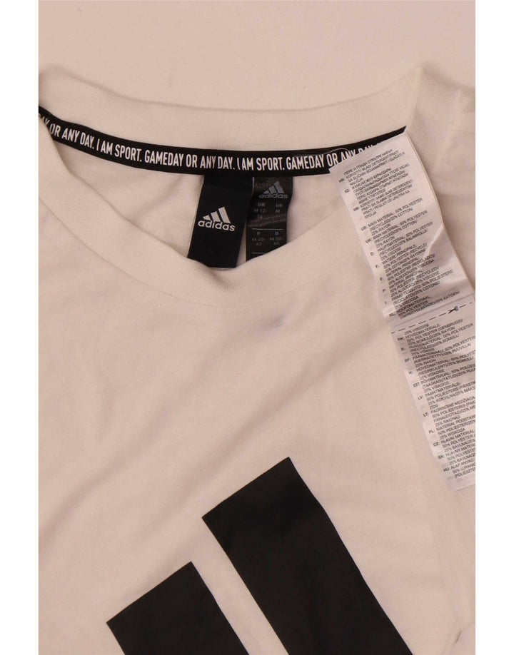 Adidas Mujer Gráfico Chaleco Top UK 12/14 Medio Blanco Poliéster