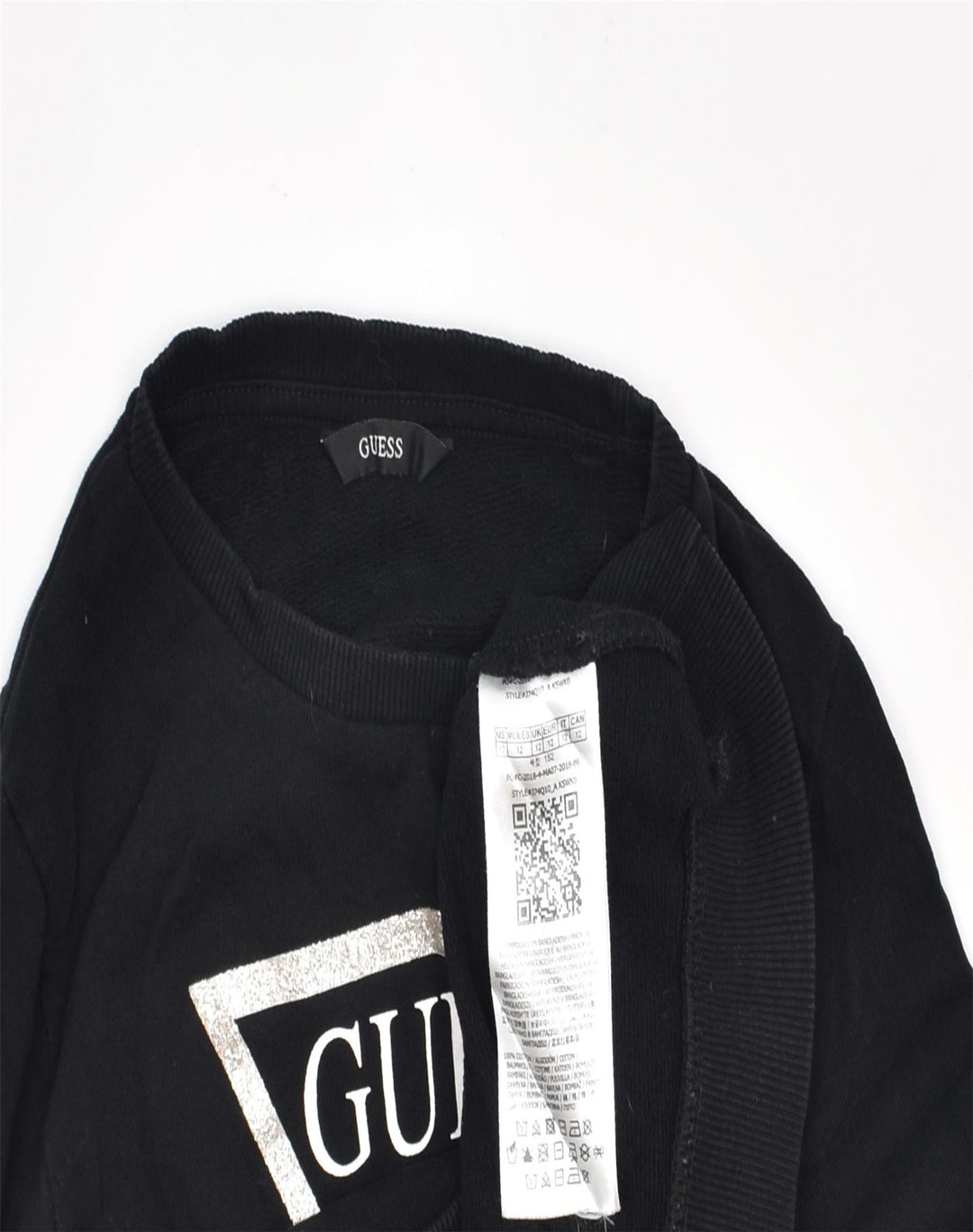 GUESS Girls Graphic Sweatshirt Jumper 11-12 Years Black Cotton | Vintage | Thrift | Second-Hand | Used Clothing | Messina Hembry 