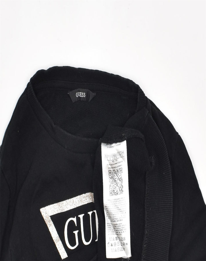 GUESS Girls Graphic Sweatshirt Jumper 11-12 Years Black Cotton | Vintage | Thrift | Second-Hand | Used Clothing | Messina Hembry 