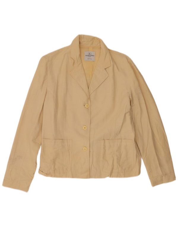 Chaqueta tipo blazer de 3 botones para mujer Valentino IT 40 Small Beige Pinstripe