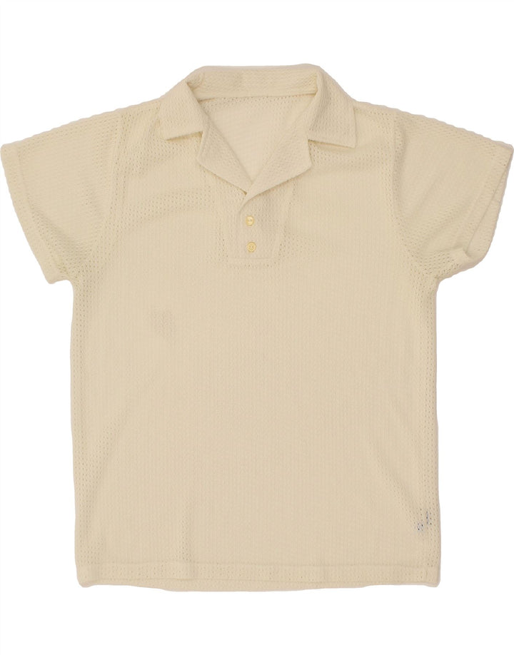 VINTAGE Womens Polo Shirt UK 14 Medium Off White Vintage Vintage and Second-Hand Vintage from Messina Hembry 