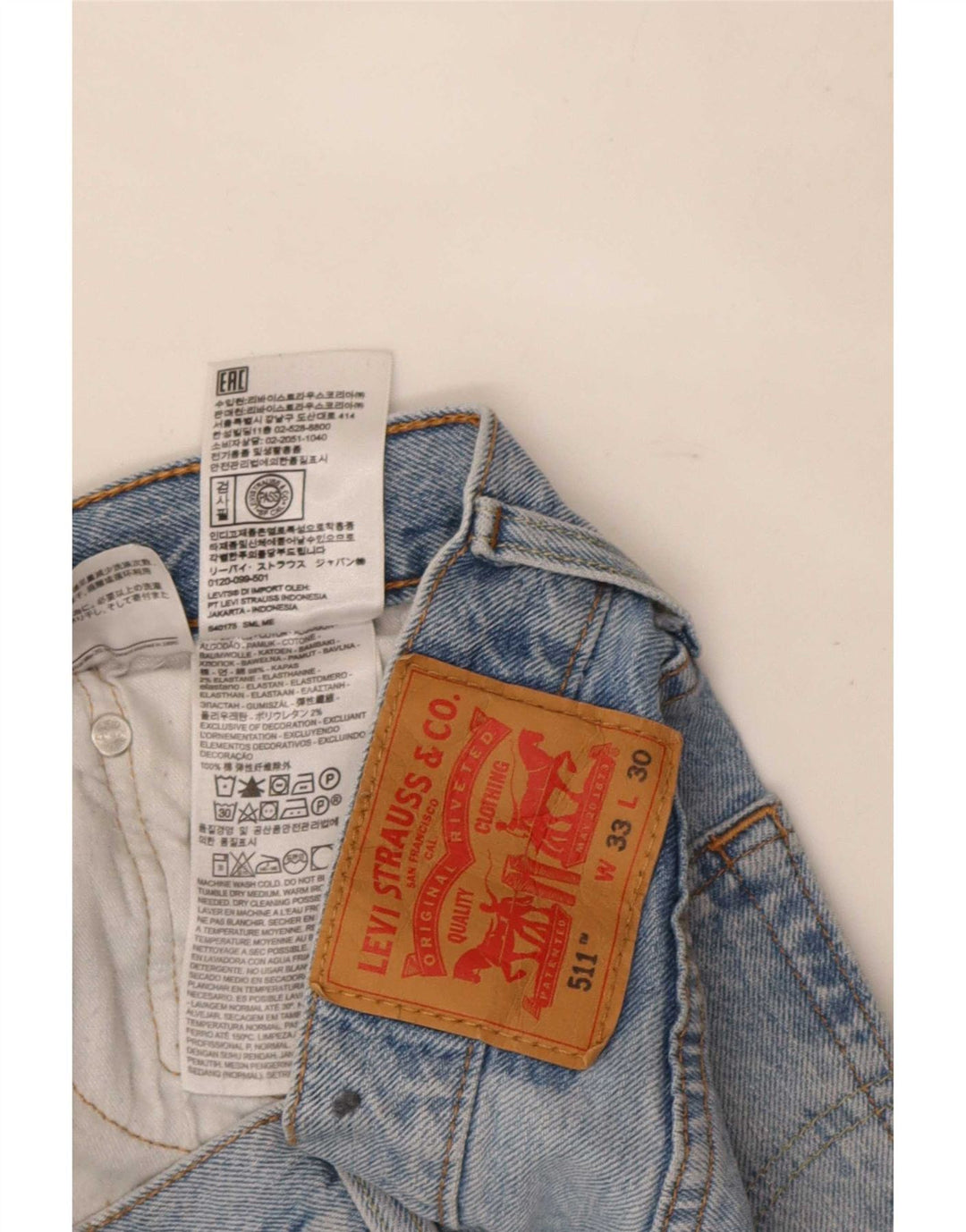 Levi's Hombre 511 Slim Jeans W33 L30 Algodón Azul