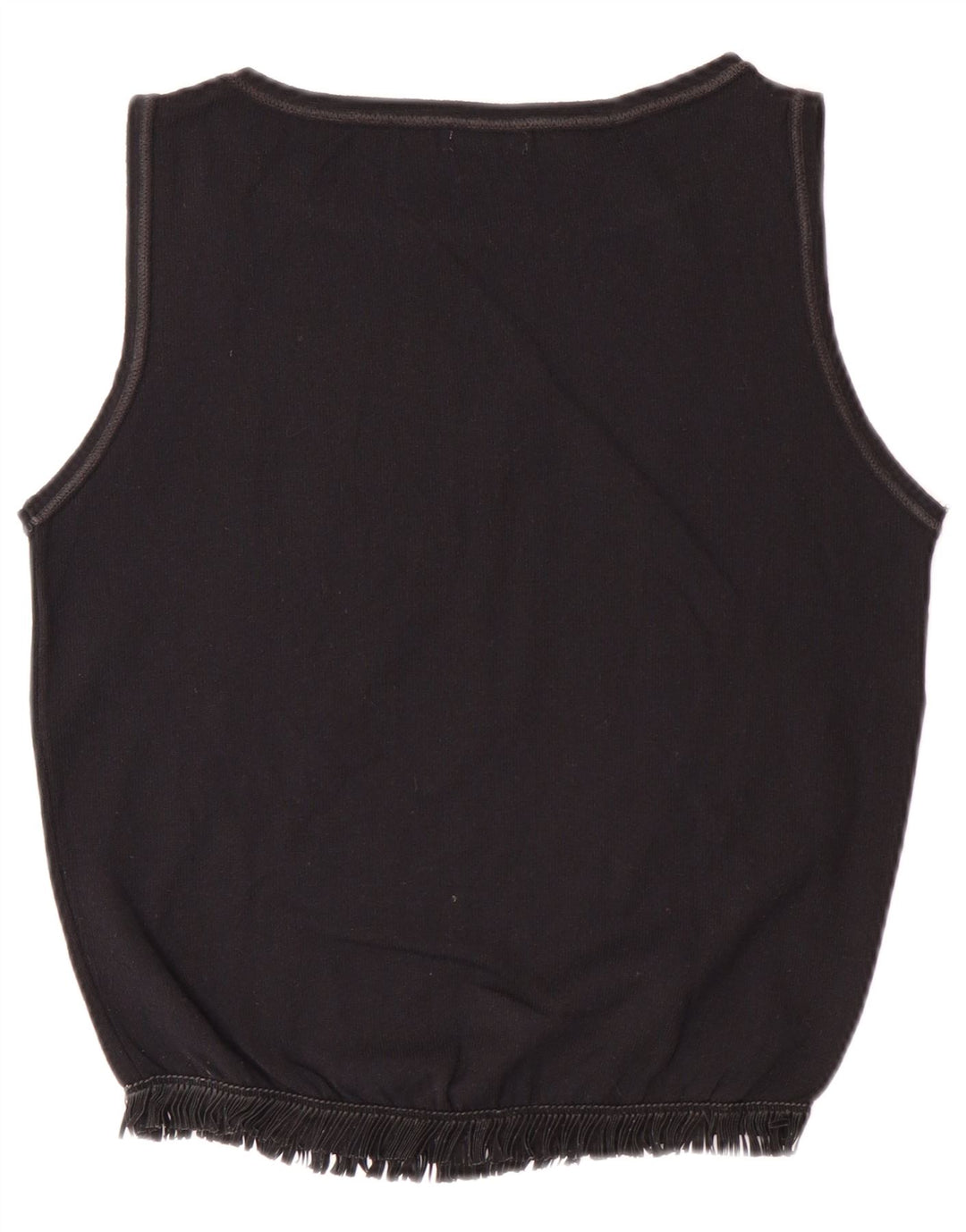 BENETTON Top corto sin mangas para mujer UK 40 Mediano Negro Poliamida