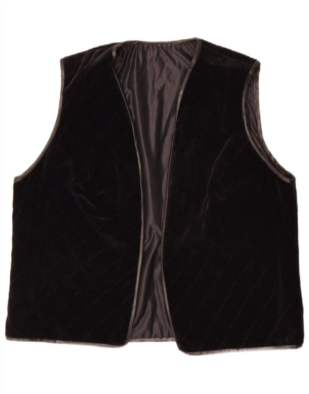 Vintage mujer OPEN chaleco Reino Unido 14 grande negro