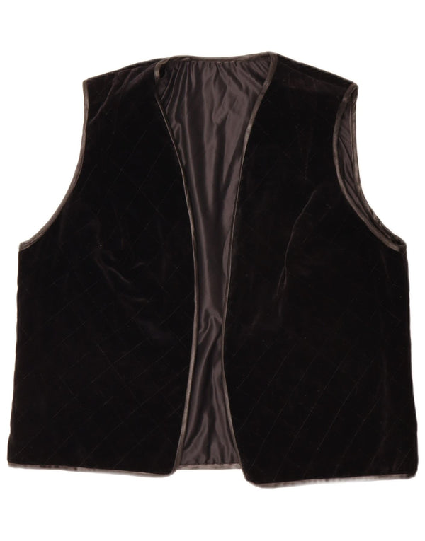 Vintage mujer OPEN chaleco Reino Unido 14 grande negro
