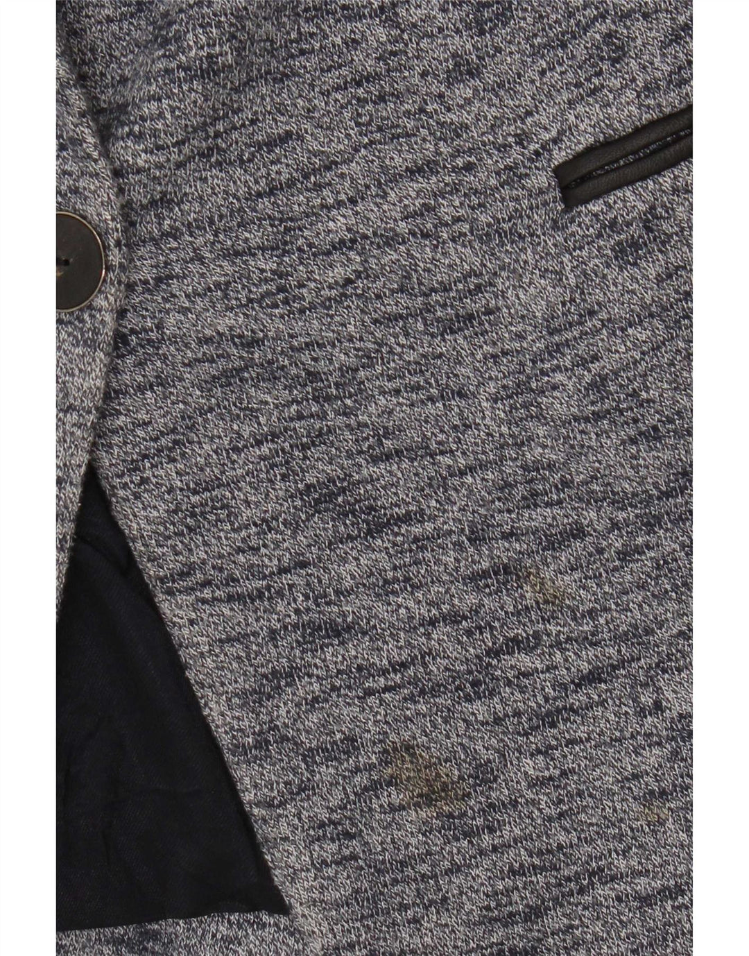 Zara Chaqueta tipo blazer con 1 botón para mujer UK 6 XS Algodón moteado azul