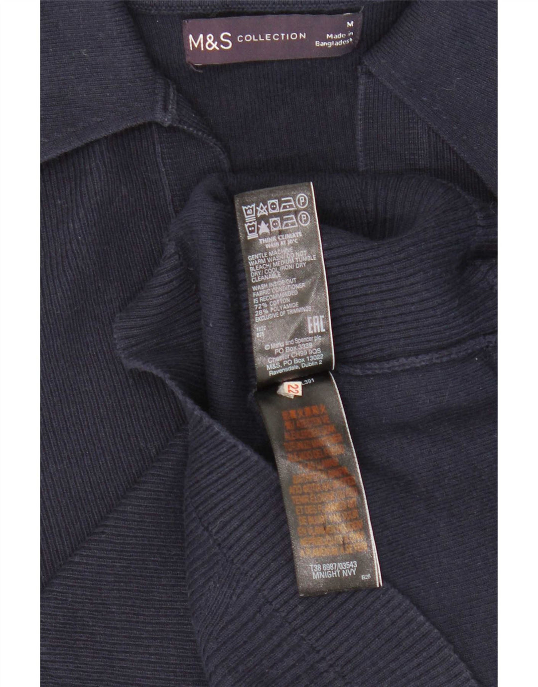Marks & Spencer Polo para mujer UK 12 Medium Azul marino Algodón